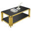 Table basse moderne avec verre trempé spacieux et base en acier inoxydable doré, centre de salon fonctionnel en acier, élégant-954058894-954058895