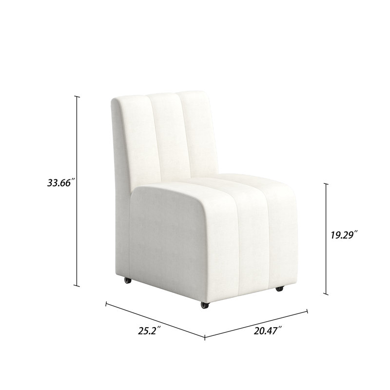 Chenille Upholstered  Down Blend Fill Armchair With Casters, 2