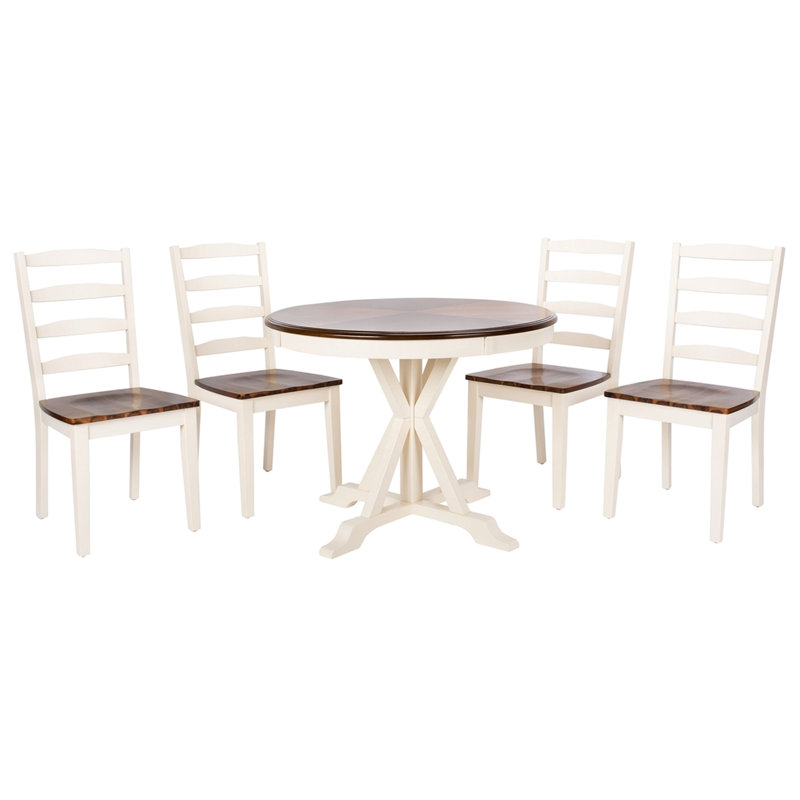 Ensemble de salle à manger 5 pièces Modern Modern, White/Brown