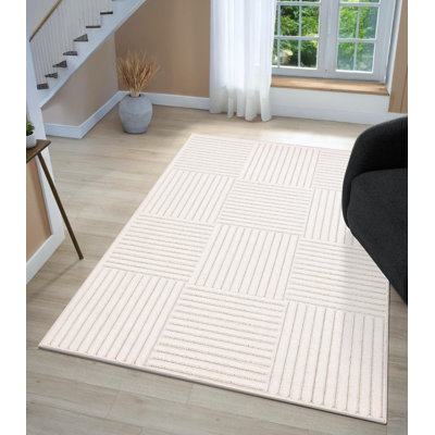Geometric Checkered High Low Area Rug