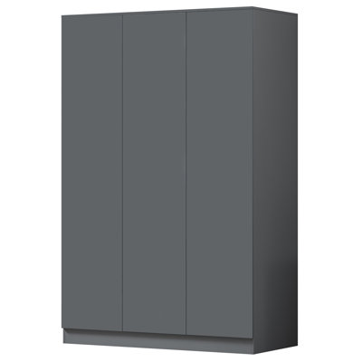 Warren 3 Door Wardrobe - Matt Finish. Soft-Close Hinged Doors. Modern No-Handle Push-to-Open Feature