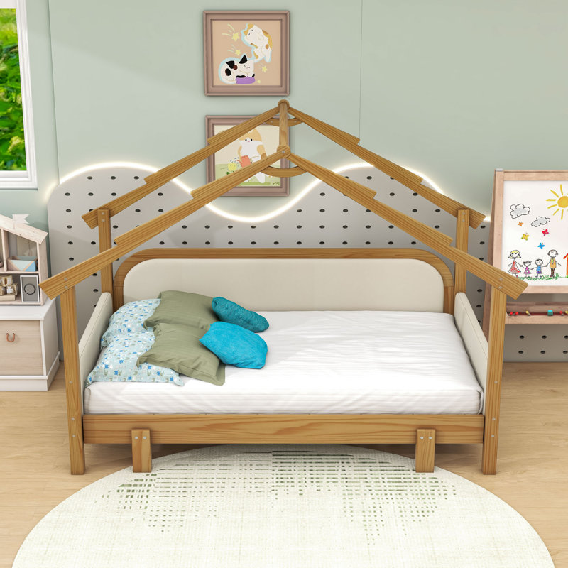 Lit simple en bois avec rails, Blanc