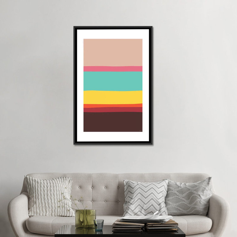 « modern abstract v », impression sur toile, H 26 po x l 18 po x P 1,5 po, Toile avec cadre noir, Pas de tapis