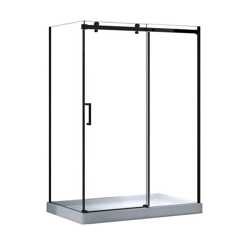 Ensemble de porte et panneau de douche noir mat 60 po x 36 po, Noir mat