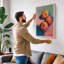 Pomegranates in Float Modern - Wrapped Canvas-395743027-395743025