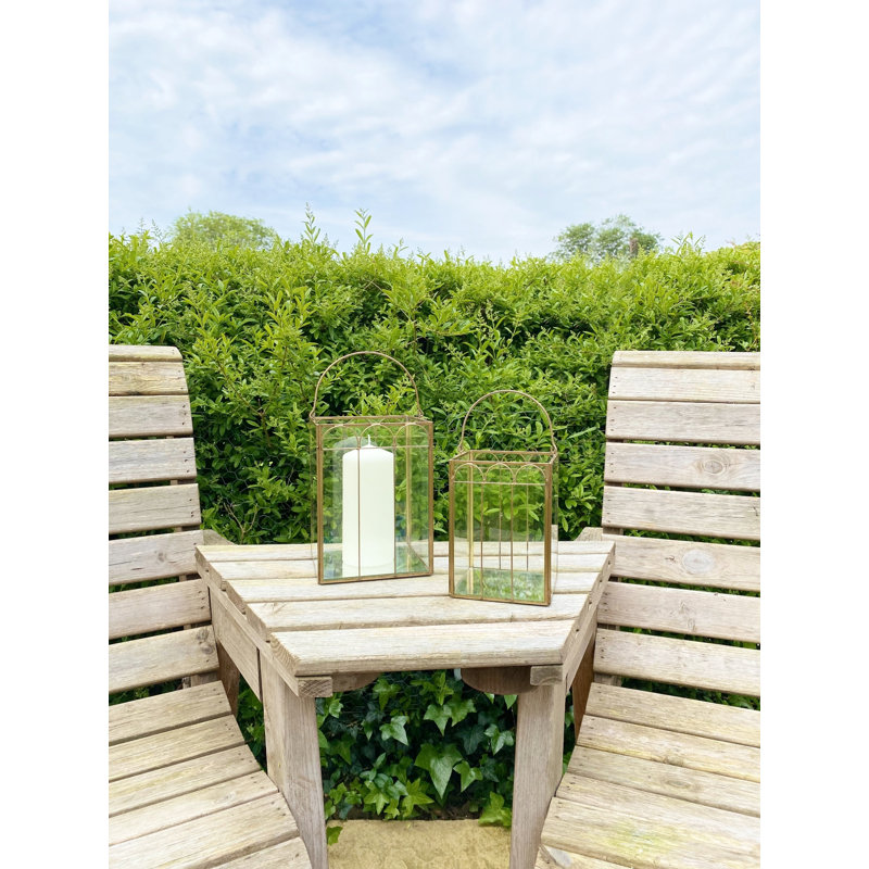 Glass Tabletop Lantern, 16cm H x 12cm W x 12cm D
