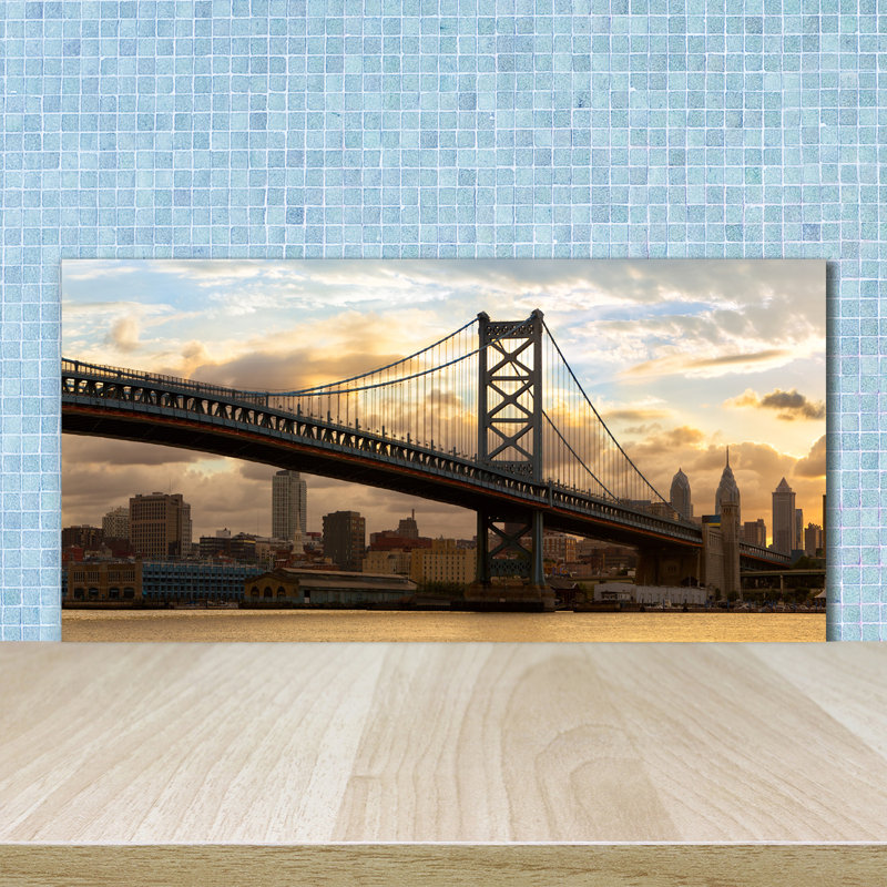 Nilla Yellow - Philadelphia Bridge 1 Piece Wall Art on Glass