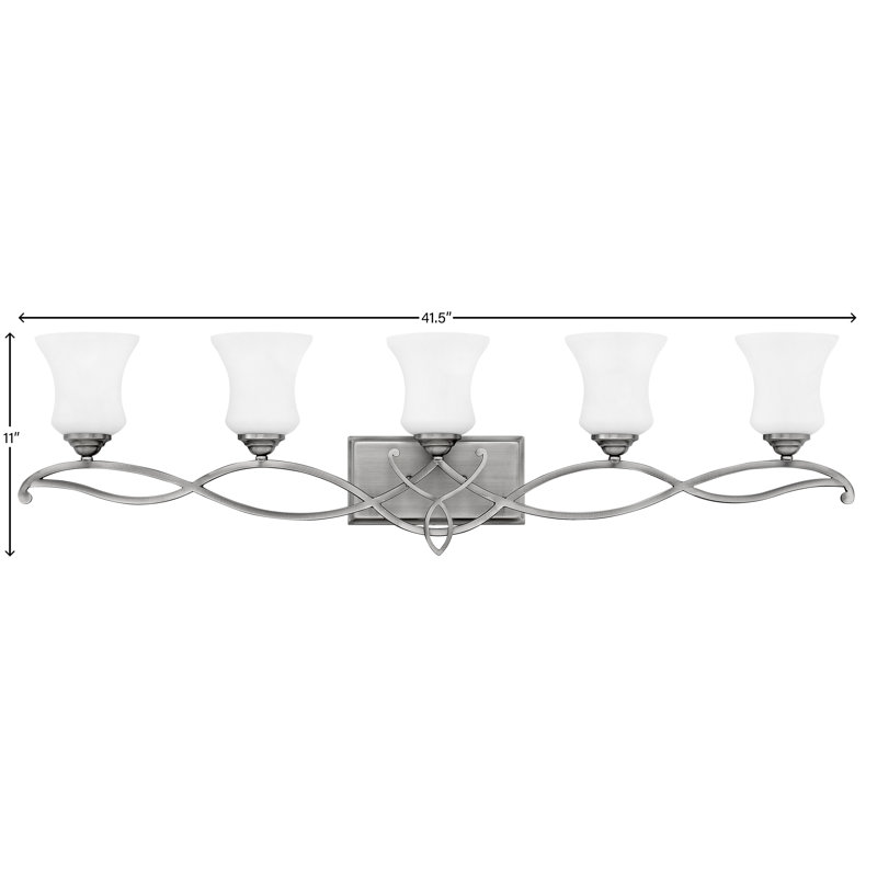Éclairage de salle de bain à intensité variable 5 lumières Brooke, Nickel antique