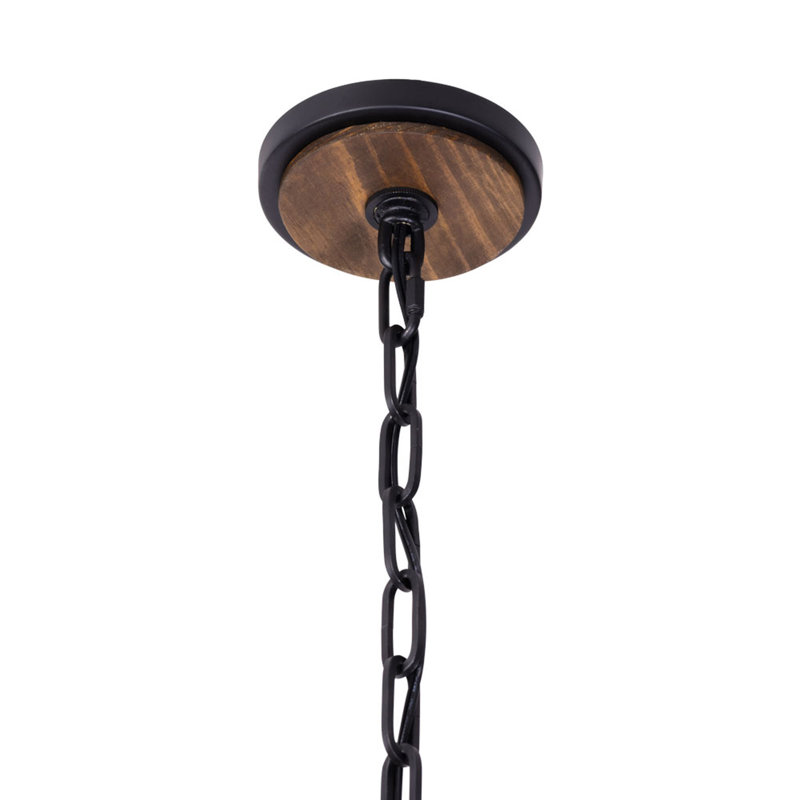 Luminaire suspendu cylindrique à 6 lumières Giobbe, Noir mat / blond miel
