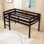 Lit mezzanine simple en bois avec échelle et garde-corps, conception basse-342506259