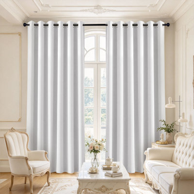 Rideaux 100% occultant avec œillets, 2 panneaux, rideaux en tissu à double revêtement 200 g / m², rideau de fenêtre épais et lisse, rideau d'intimité à isolation thermique solide et minimaliste, plusieurs tailles et couleurs disponibles pour le salon de la chambre à coucher