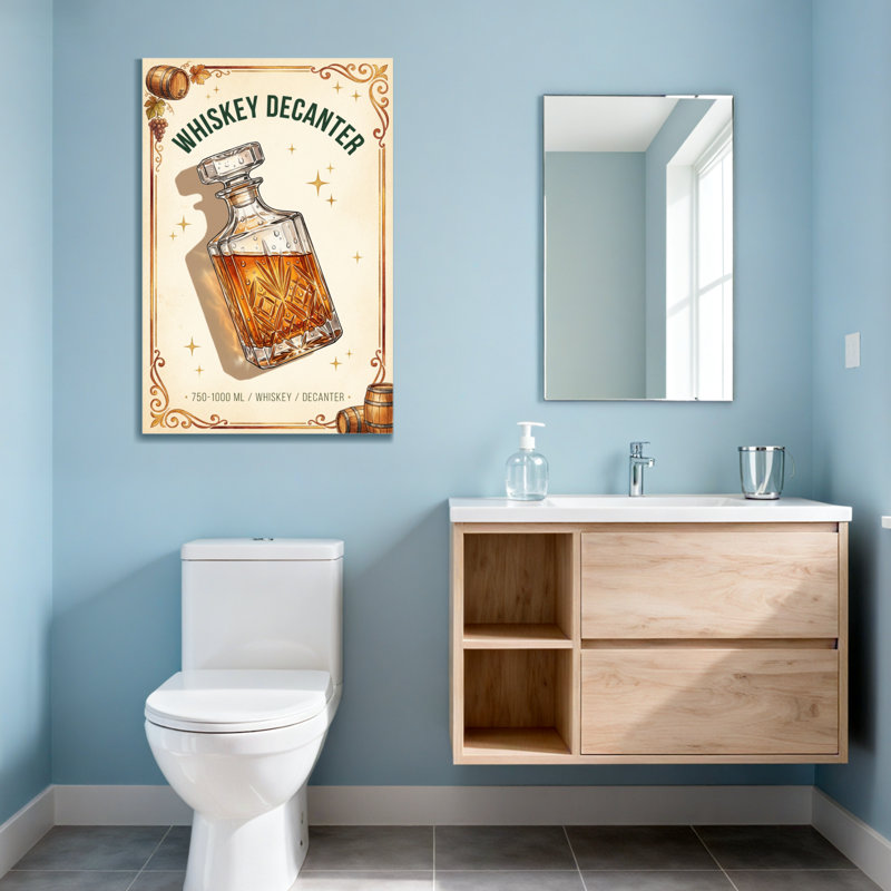 Carafe à whisky tendance avec étoiles dorées et motifs en baril, H 36 po x l 24 po