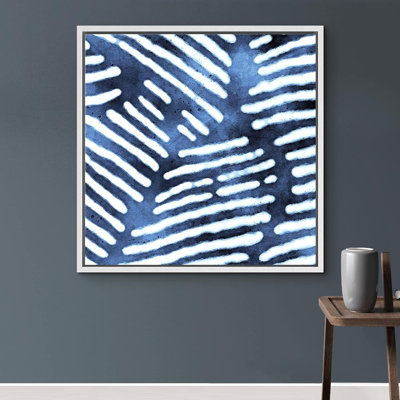 " White Line Art On Blue "
