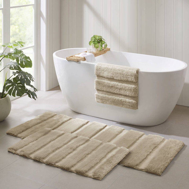 Tapis de salle de bain touffeté à grain de blé texturé 21,5 x 34,5 po Pearl Channel, L 21 po x L 34 po, Blé