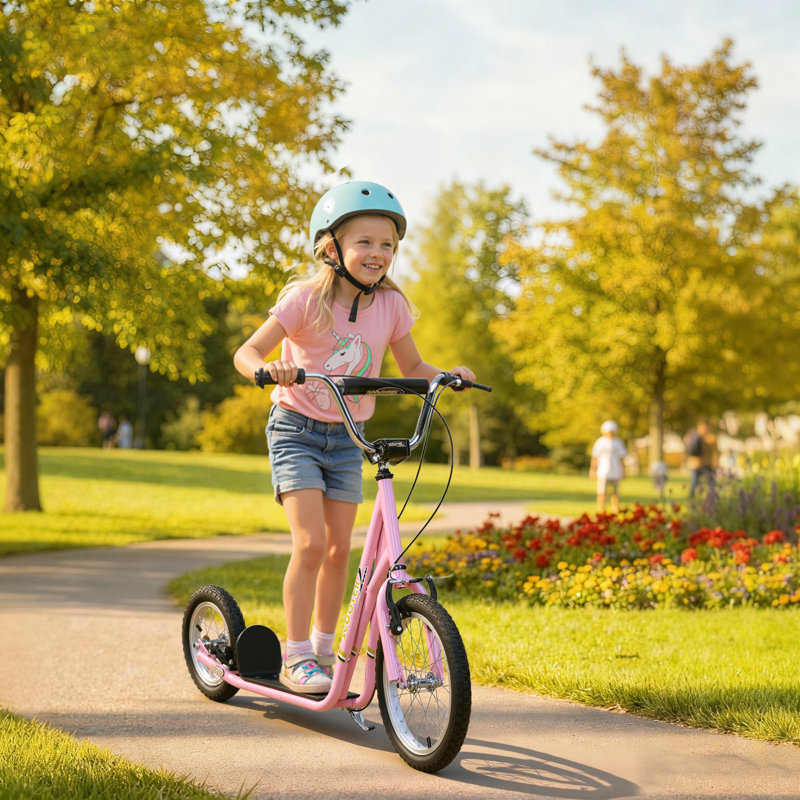 Kaylani Isabelle & Max Kids Scooter with Rubber Wheels for 5+ Years 16" Front Wheel Pink