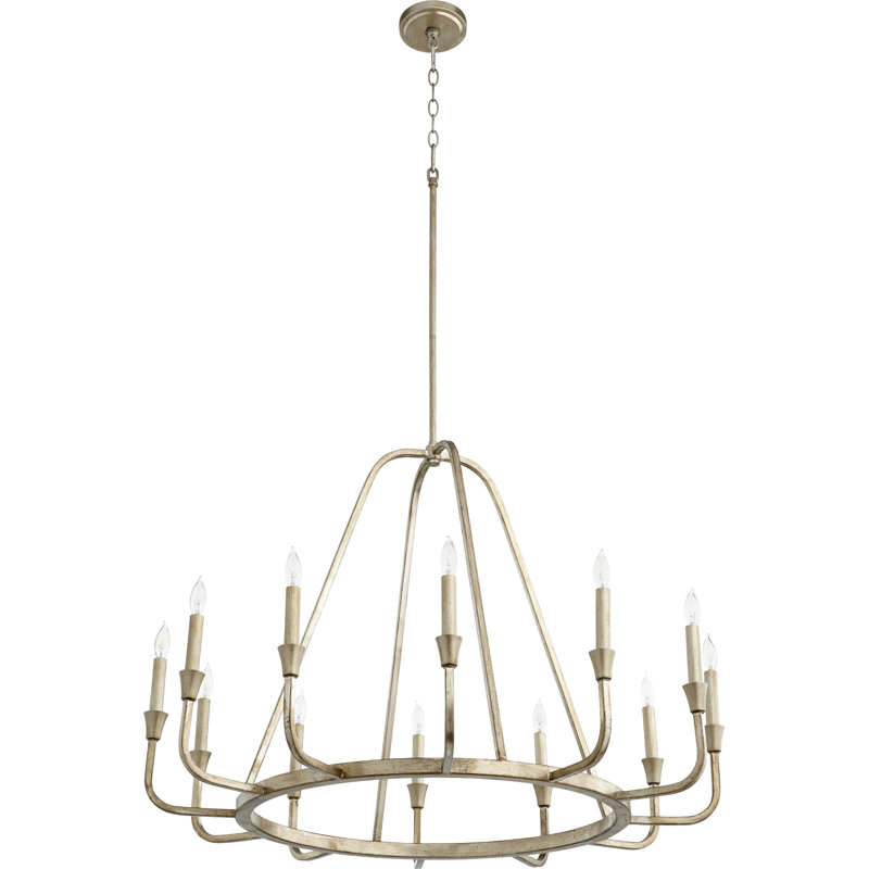 Analiegh 12 - Light Dimmable Classic / Traditional Chandelier, Aged Silver Leaf