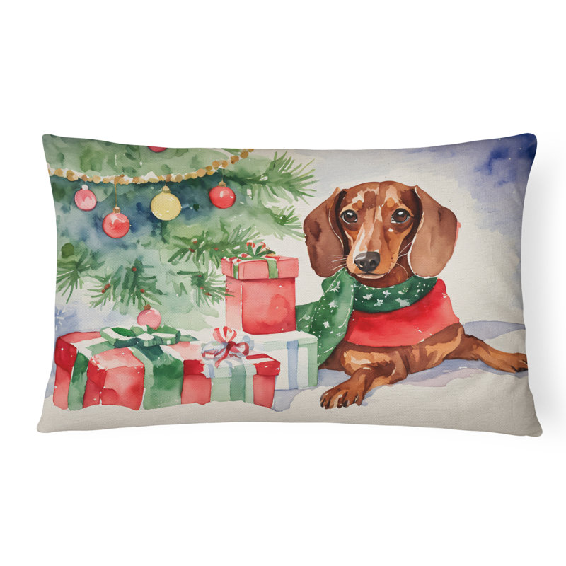 Dachshund Christmas Fabric Decorative Pillow