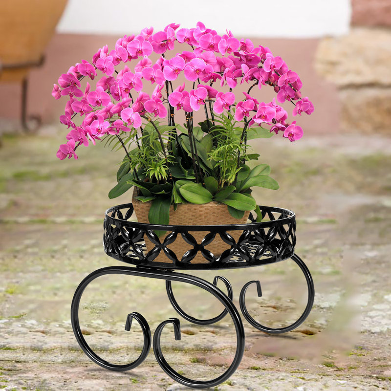 Support pour plante rond, Noir