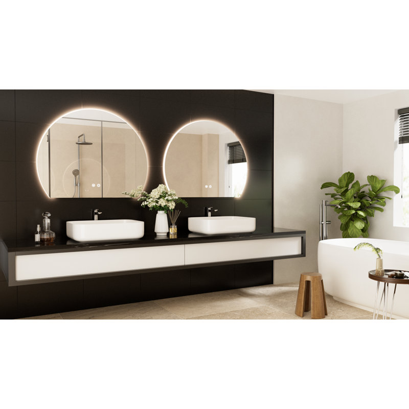 Arto Arch Lighted Backlit Bathroom Vanity Mirror Anti Fog Dimmable 3 Color Adjustable Wall Mirror, 32" H x 40" W x 1" D