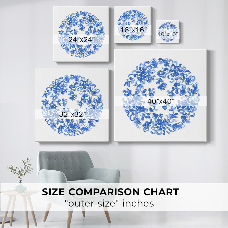 Porcelaine médaillon I sur toile, H 24 po x l 24 po