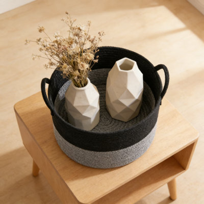 Très grand panier de rangement en corde de coton tissé, panier à linge 65L et panier à couverture avec poignées renforcées pour les oreillers, les jouets et les édredons, lavable à la machine et pliable