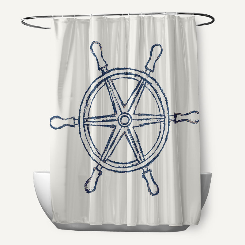 Rideau de douche simple, Bleu nautique