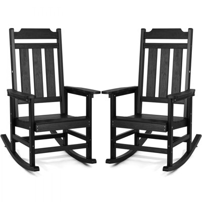 Porch Rocker HIPS Outdoor Rocking Chair High Back 2 pcs 400 lbs Weight