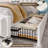  Upholstered Bed with Wood Frame, 4 Storage Drawers, Modern Bed Frame with Charging Station & LED Lights, Headboard Included,King/Beige-108946933-121934174