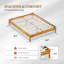 Structure de lit plateforme en bois massif d'acacia Jaxson Modern, pieds de lit courbés exclusifs, sans tête de lit, capacité de poids de 800 lb, aucun sommier requis-1391913497-1391913496