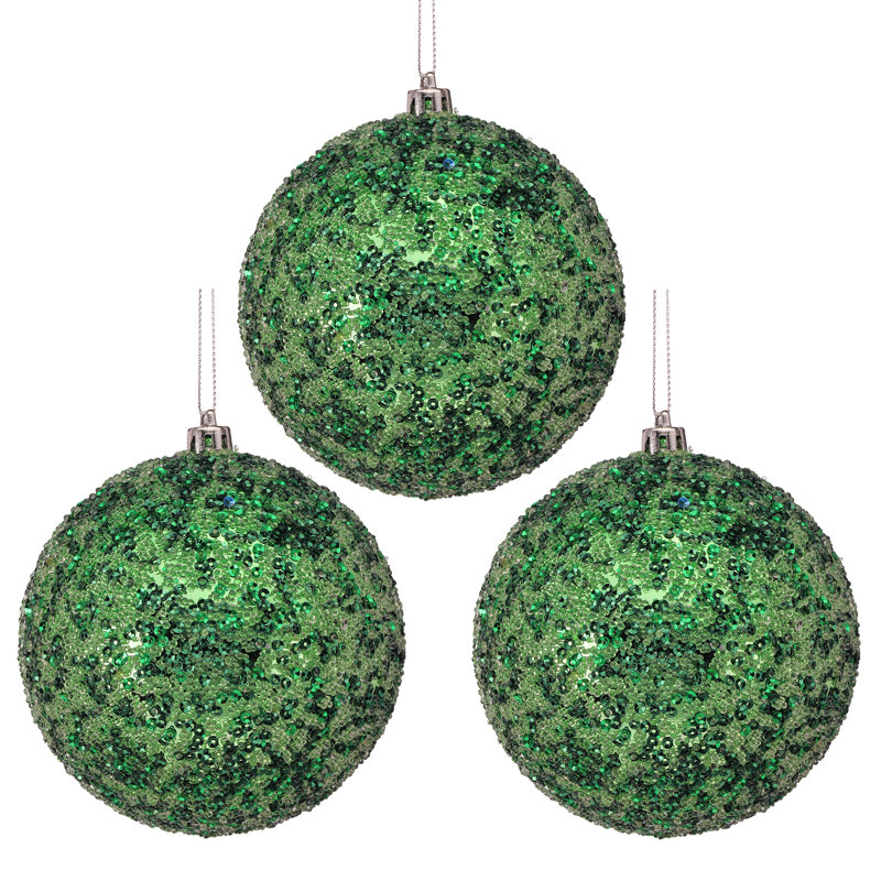 Ornement boule en métal 4 po , Vert