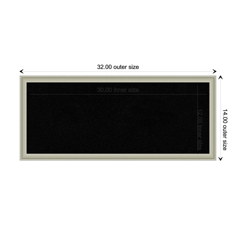 Wall Cork Small Bulletin Board, Silver, 14" x 32"