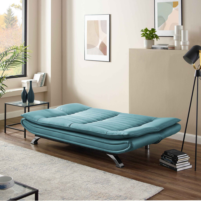 Bridglal 196.1Cm Wide Tight Back Convertible Sofa, Blue 100% Polyester