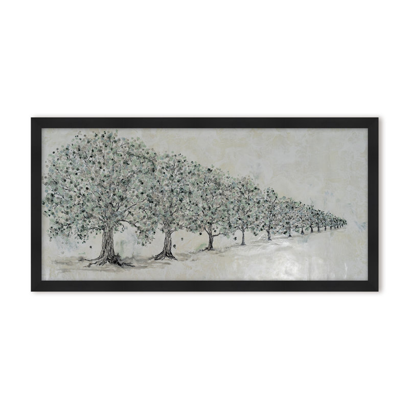 Nature Inspired "Renewal in Bloom" Canvas Wall Art By , 12" H x 24" W, Framed Matted Print, Black