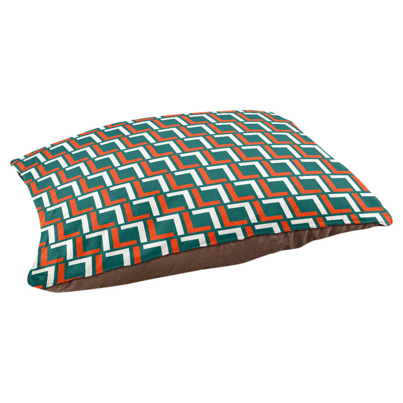Coussin pour chien Brossard, Très grand (l 40 po x P 50 po x H 6 po), Turquoise / orange / blanc