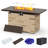 43'' Propane Gas Fire Pit Table, Outdoor 5,000 BTU Rectangular Fire Pit With Glass Wind Guard, Glass Rocks and Lid-2141006211