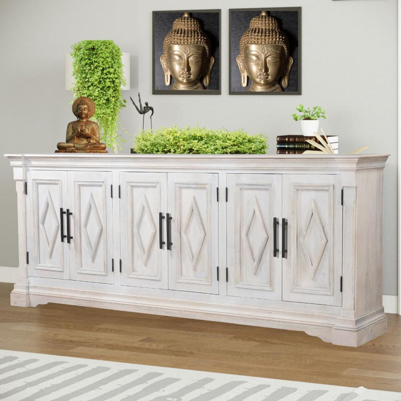 93'' Solid Wood Sideboard, White