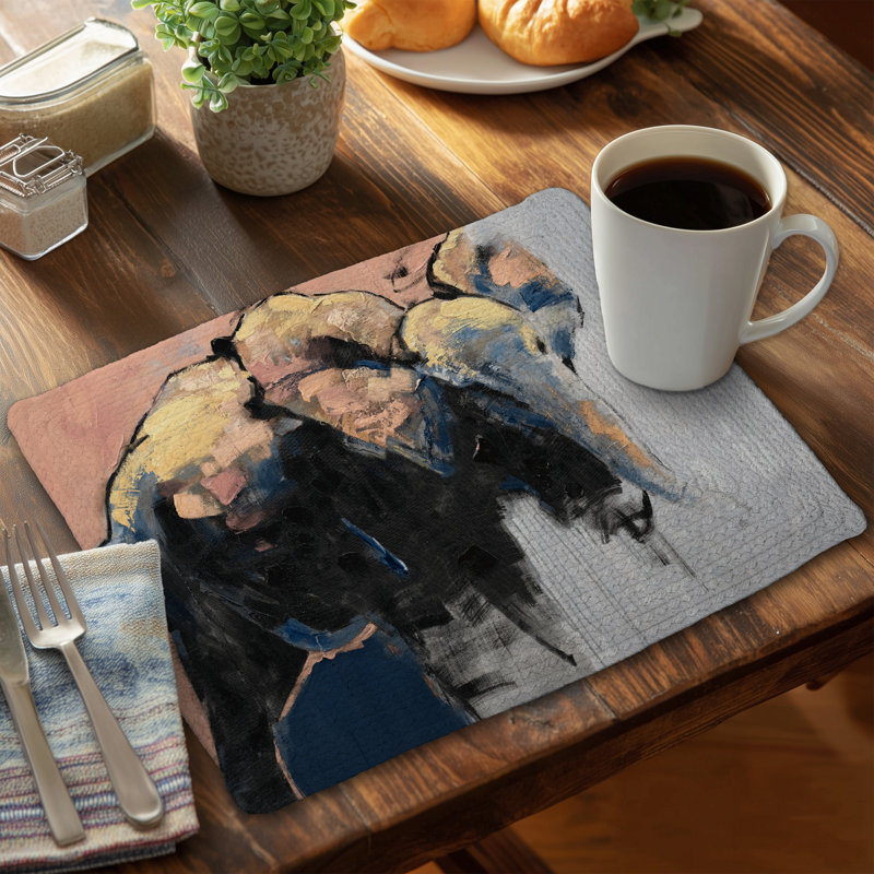 Abstract Elephant Braided Polyester Placemat - Office Decor