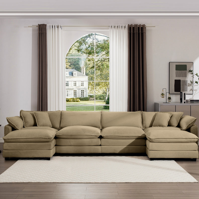 4 velours côtelés confortables: 3 coussins élégants et coussins relaxants