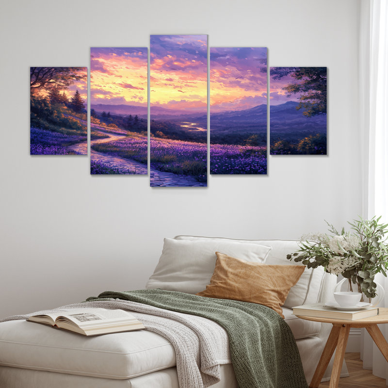 Riverbend au crépuscule, paysage de campagne II - paysage de montagnes, décoration murale - art mural traditionnel