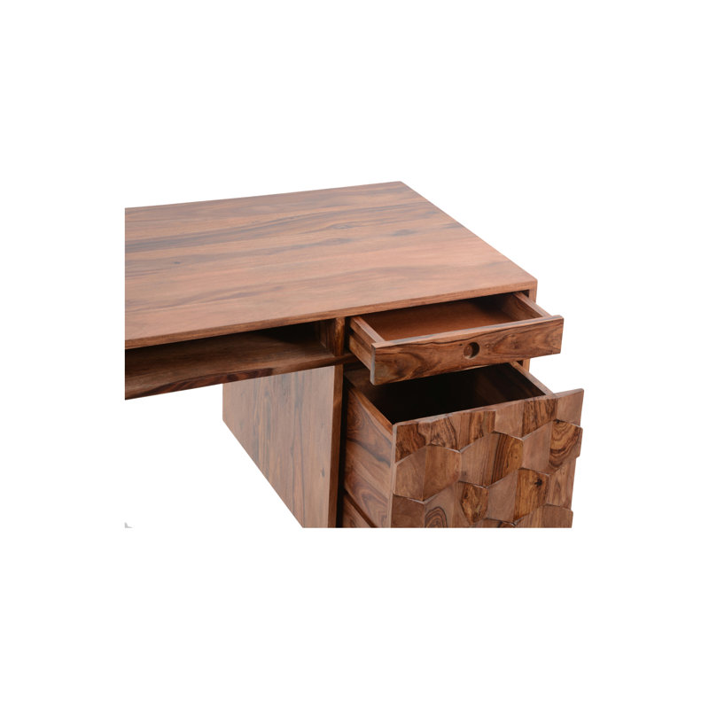 Bureau rectangulaire en bois massif 53,5 ", Naturel