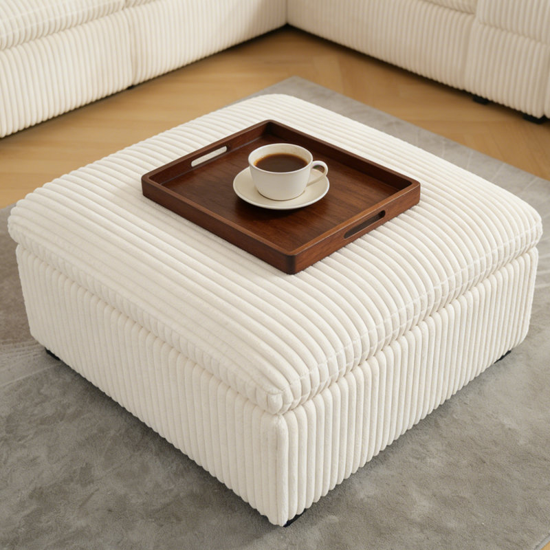 Canapé modulaire inclinable électrique en velours côtelé de 168,5 po Josilyn, Velours côtelé albâtre blanc