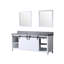 80 po W Double meuble-lavabo blanc avec comptoir en quartz gris, 30 miroirs, structure à fermeture douce et structure intérieure remplie de contreplaqué