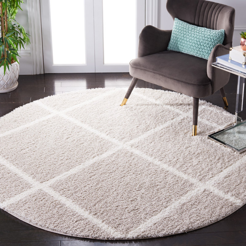 Tahoe Shag Performance Geometric Rug, Round 6'7"