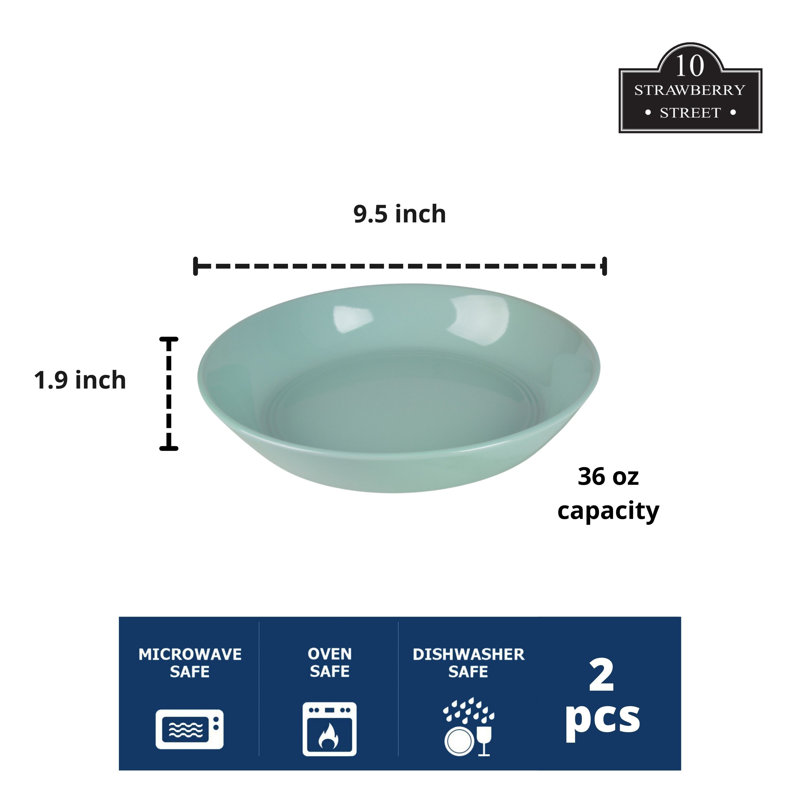 Ensemble de 2 assiettes à dîner Double Line 9,5 po / 36 oz, bleu cobalt, Écume de mer