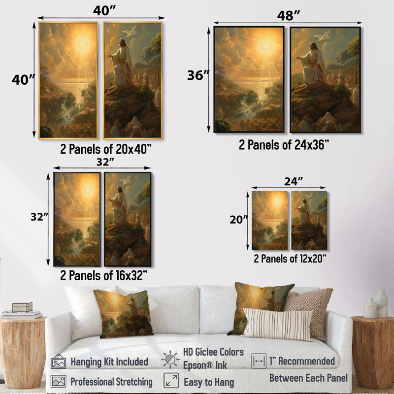 Jesus Modern Devotion I - Décoration murale jaune 2 panneaux, H 40 po x l 40 po, Toile tendue, Ne s’applique pas