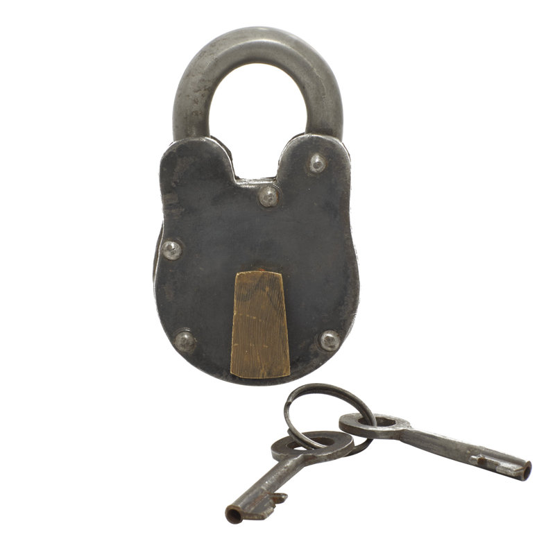 Dominick Lock And Key, 2.35" H x 2" W x 4" D, Distressed Gray