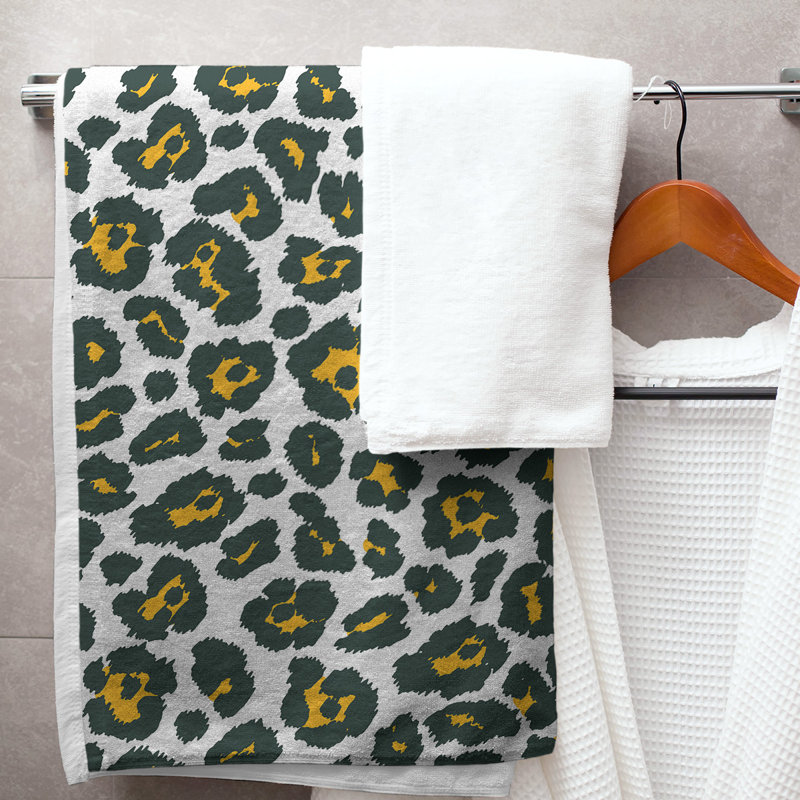 Lucida Bath Towel, Microfiber, White/Gold/Dark Green
