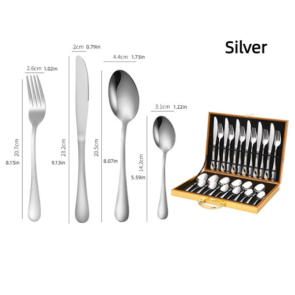 24 Pieces Rainbow Silverware Set with Steak Knives for 4, Stainless Steel Flatware Cutlery Set Orren Ellis