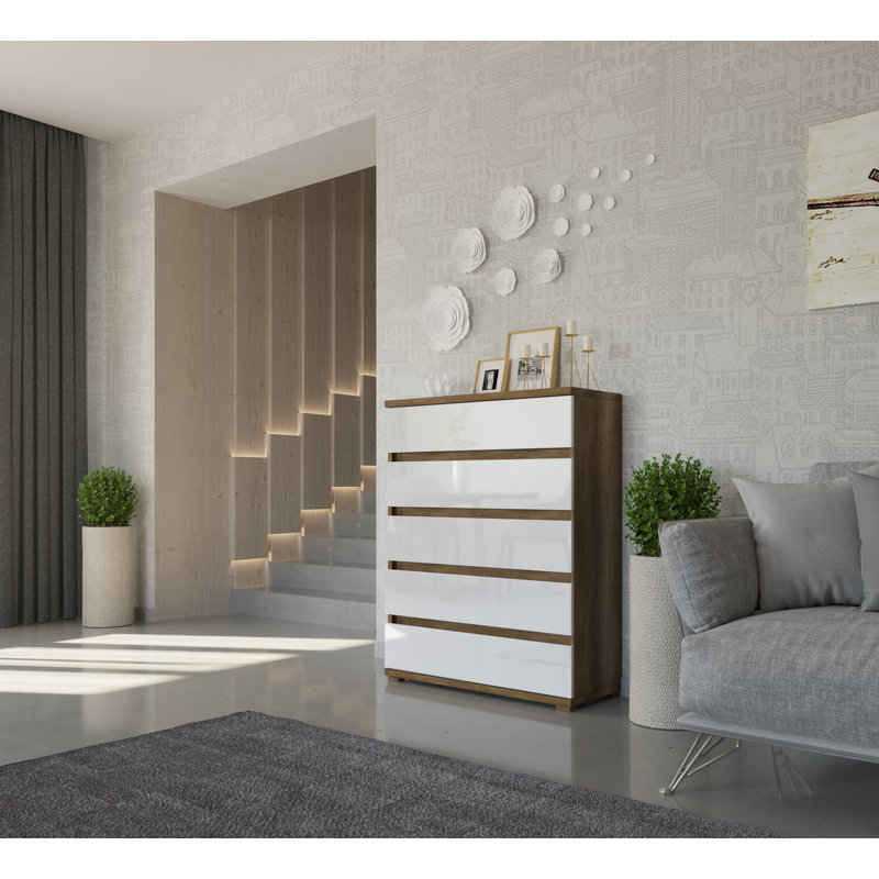 Fynlay 90cm W 5 - Drawer Chest of Drawers, Country Oak