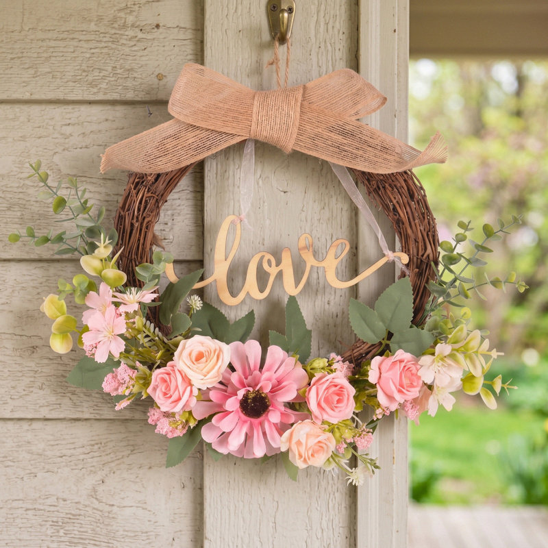 Couronne rose 16 pouces pour porte d'entrée